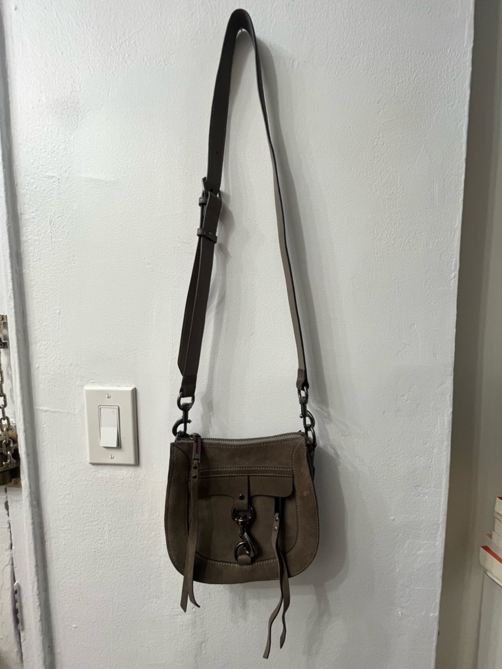 Rebecca Minkoff Suede Brown/Grey Crossbody Bag